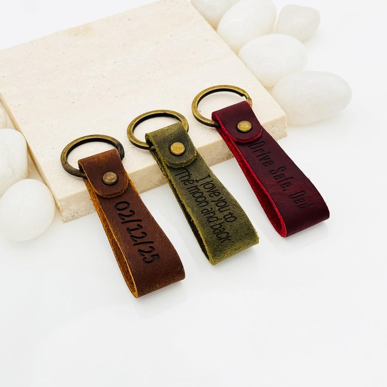 Personalized Crazy Horse Leather Keychain • Laser Engraved