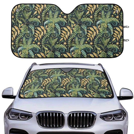 Fern Leaf Forest Car Auto Sun Shade, Witchy Celestial Windshield Sunshade, Summer Lover Car Gift, Car Accessories, Front Window Cover