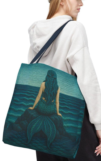 Mermaid Tote Bag Coastal Beach Bag Ocean Inspired Tote, Nautical Shopping Bag Gift for Her, Large Small Everyday Bag, Ocean Lover Gift
