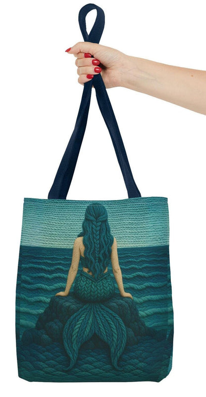 Mermaid Tote Bag Coastal Beach Bag Ocean Inspired Tote, Nautical Shopping Bag Gift for Her, Large Small Everyday Bag, Ocean Lover Gift