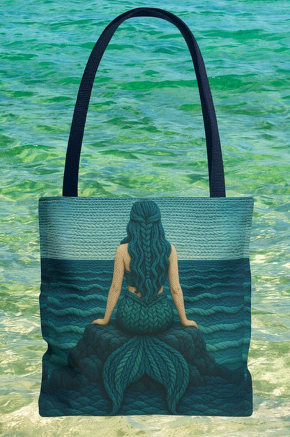 Mermaid Tote Bag Coastal Beach Bag Ocean Inspired Tote, Nautical Shopping Bag Gift for Her, Large Small Everyday Bag, Ocean Lover Gift