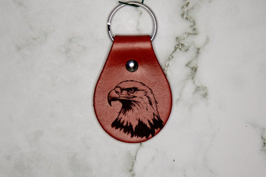 Eagle Head Leather Keychain