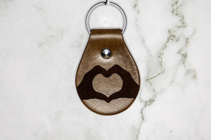 Heart Hands Leather Keychain