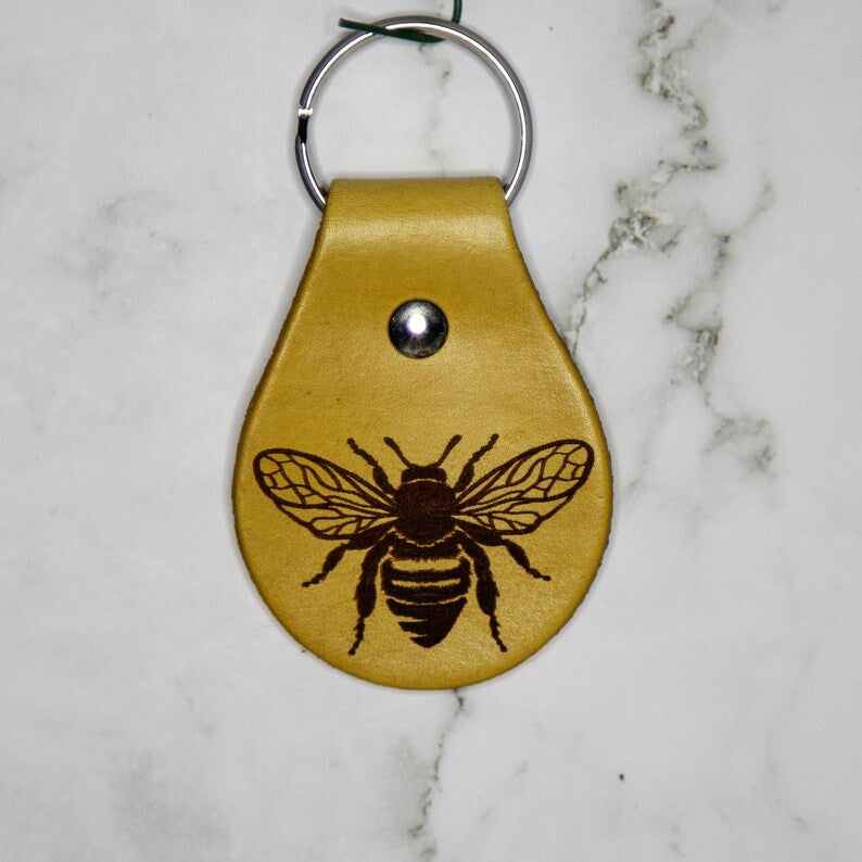 Honey Bee Leather Keychain