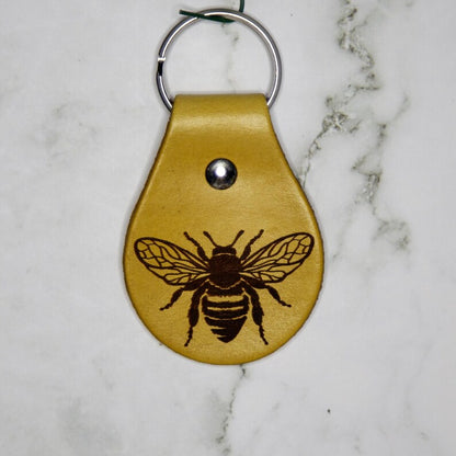 Honey Bee Leather Keychain