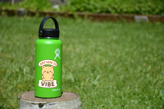 Kawaii Bear Vinyl Sticker: Just Here to Vibe, Laptop Decal