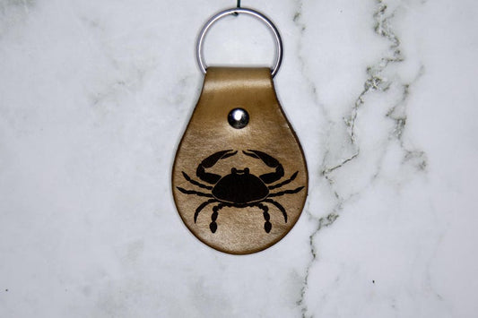 Cancer Crab Zodiac Sign Leather Keychain