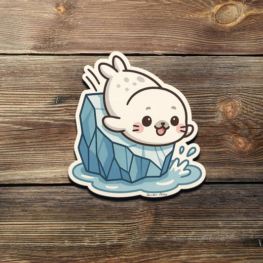 Kawaii Seal Iceberg Sticker – Arctic Animal Vinyl Decal