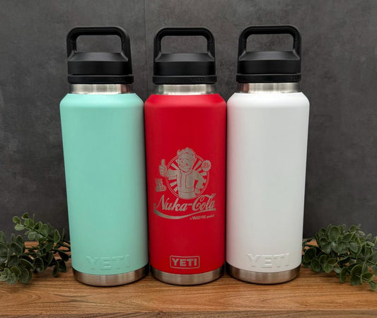 Custom Name Yeti 46oz Water Bottle, Personalized Chug Cap Rambler, Engraved Extra Large Sports Flask, Outdoorsman Gift, Veteran Owned Shop