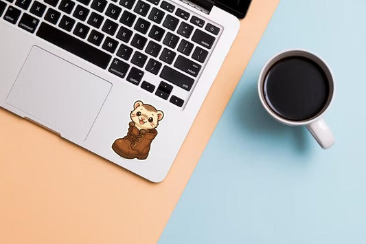 Kawaii Ferret in Boot Sticker: Funny Animal Decal
