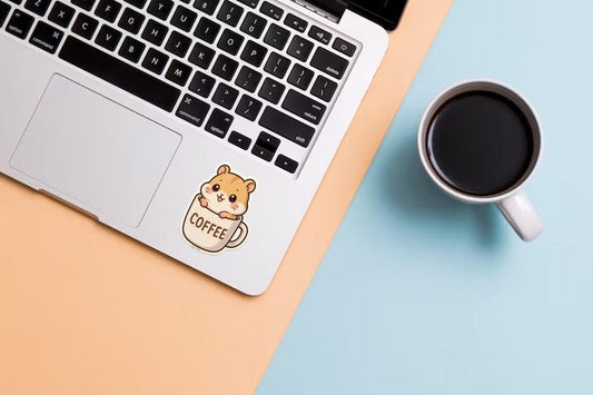Kawaii Hamster Coffee Mug Sticker: Waterproof Vinyl Decal