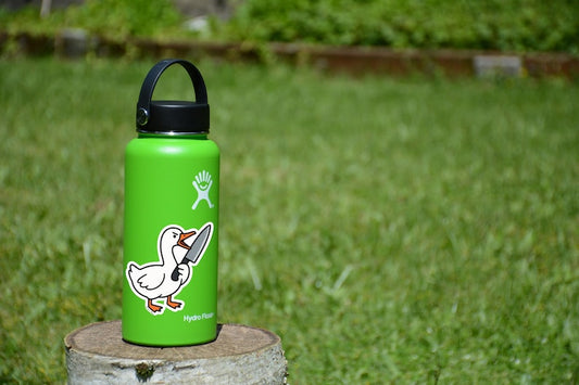 Angry Goose with Knife Vinyl Sticker: Funny Meme Decal
