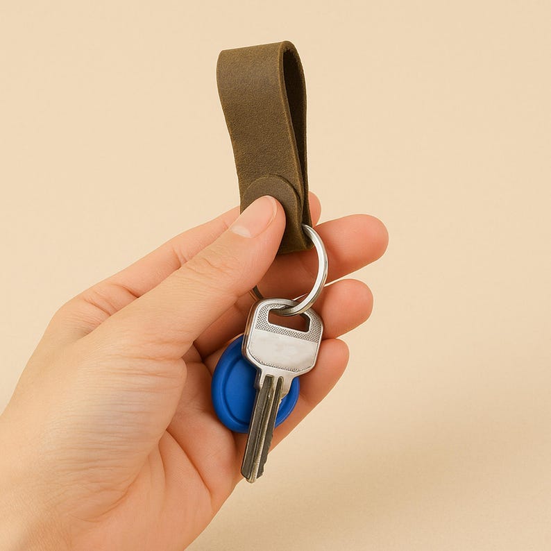Personalized Crazy Horse Leather Keychain • Laser Engraved