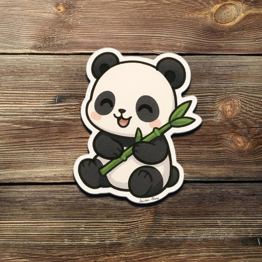 Chibi Panda Sticker – Kawaii Bamboo Vinyl Decal with Sitting Panda Design