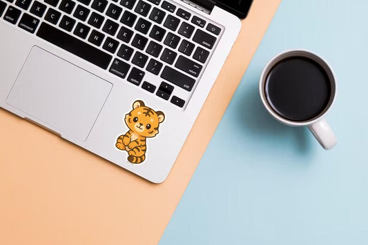 Chibi Tiger Sticker – Cute Kawaii Jungle Animal Vinyl Decal for Laptop, Water Bottle, Notebook | Tiger Lover Gift