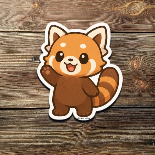 Chibi Red Panda Sticker – Cute Kawaii Animal Vinyl Decal for Laptop, Water Bottle, Journal | Red Panda Lover Gift