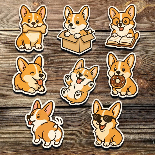 Chibi Corgi Sticker Pack: Kawaii Dog Vinyl Decals