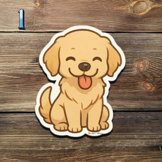 Golden Retriever Sticker Pack | Chibi Puppy Vinyl Decals