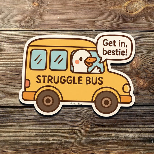 Struggle Bus Goose Sticker: Funny Chibi Vinyl Decal