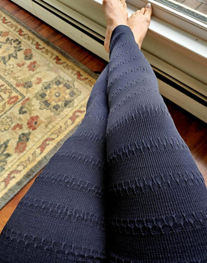 Textured Fleece Lined Winter Leggings: High Waist Seamless Assorted Black Pattern