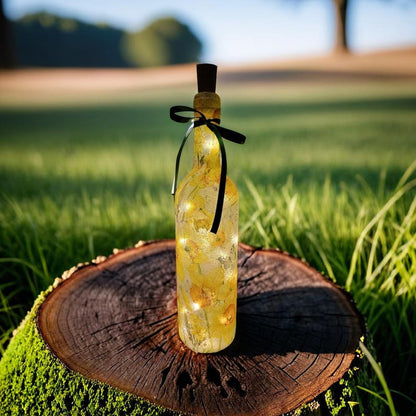 Daffodil Bottle Lamp | Upcycled Floral Light for Home  | Wildflower Gift