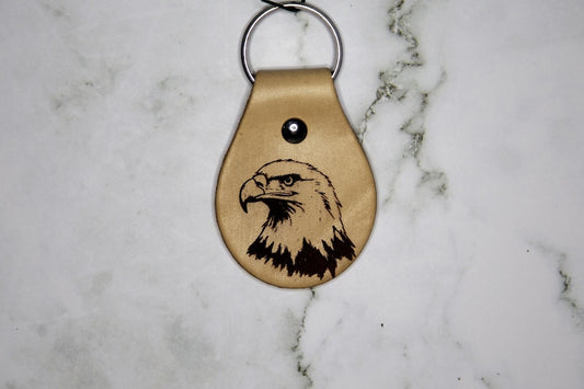 Eagle Head Leather Keychain
