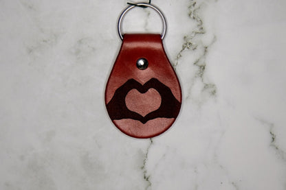 Heart Hands Leather Keychain
