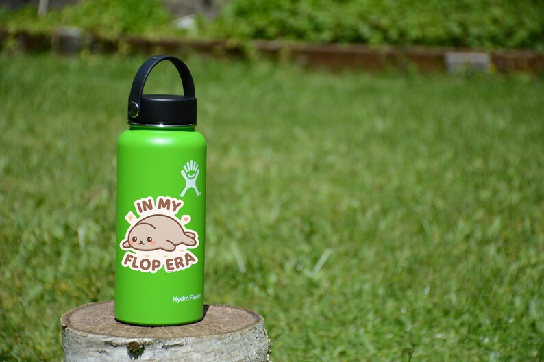 In My Flop Era Sticker – Cute Kawaii Seal Vinyl Decal, Funny Lazy Vibes Aesthetic for Laptop, Water Bottle, or Mental Health Humor