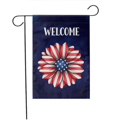 Patriotic Flower Garden Flag: Red White Blue 4th of July Decor