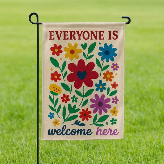 Inclusive Garden Flag: Floral Welcome Banner, Pride Ally Decor