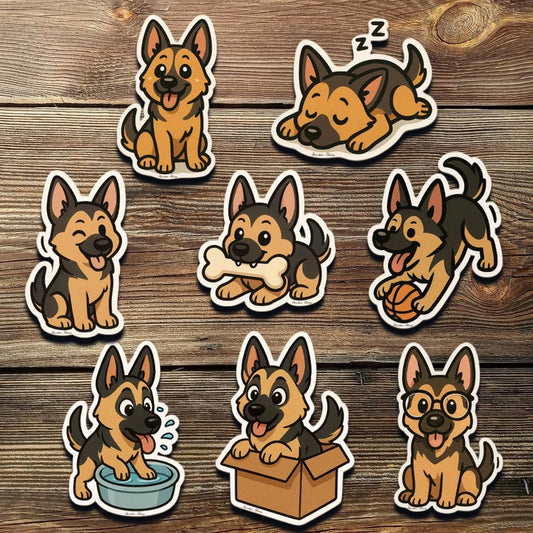 German Shepherd Sticker Pack | Chibi GSD Vinyl Decals