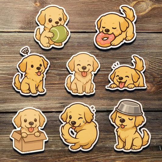 Golden Retriever Sticker Pack | Chibi Puppy Vinyl Decals