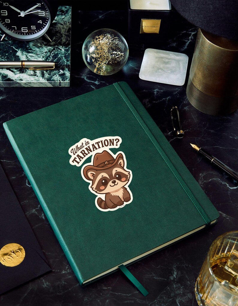 What in Tarnation? Raccoon Vinyl Sticker – Western Cowboy Animal Design
