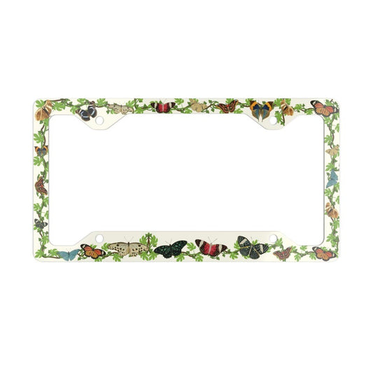 Butterfly Forest Car Metal License Plate Frame, Cottagecore Butterflies Car Decor, License Plate Holder, Car Accessories Gift