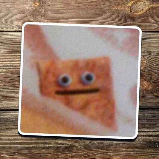 Cursed Cinnamon Toast Crunch Sticker: Funny Meme Decal with Googly Eyes