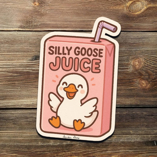 Silly Goose Juice Sticker: Funny Duck Cartoon Vinyl Decal