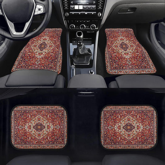 Persian Rug Car Floor Mats: Vintage Oriental Print,2 / 4-Piece Set