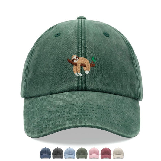 Sloth Sleeping Baseball Cap Vintage Washed Cotton Unisex Dad Hat Adjustable Funny Faded Sports Sun Bird Summer Holiday Funny
