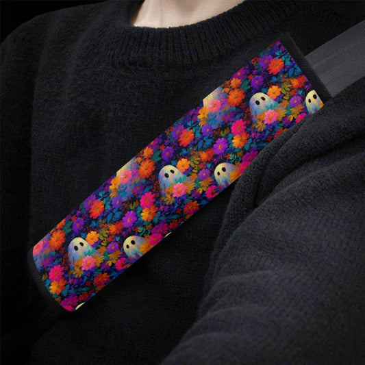 Spooky Flower Garden Car Seat Belt Covers, Retro Ghost Floral Seat Belt Strap Cover, Car Seat Belt Pad, Car Accessories Car Decor Gift