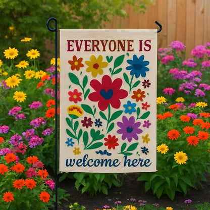 Inclusive Garden Flag: Floral Welcome Banner, Pride Ally Decor
