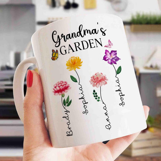Personalized Grandma's Garden Bottle Light, Mothers Day Gifts, Grandma Birthday Gifts, Gifts For Grandma, Custom Birth Month Flowers Lamp