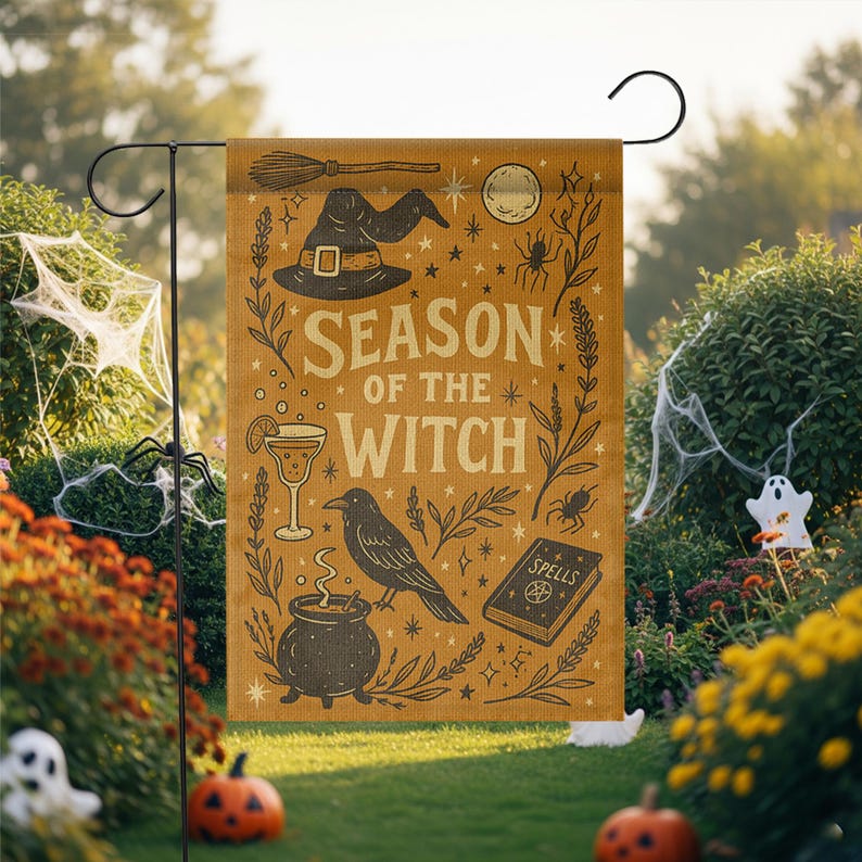 Season of the Witch Garden Flag: Spooky Halloween Yard Decor