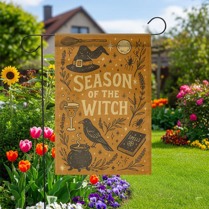 Season of the Witch Garden Flag: Spooky Halloween Yard Decor