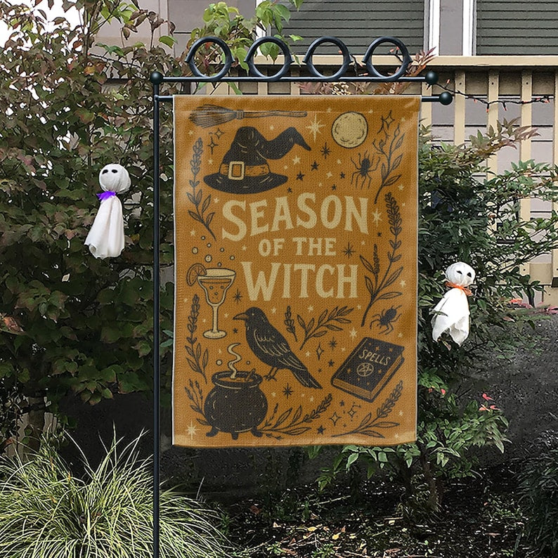 Season of the Witch Garden Flag: Spooky Halloween Yard Decor