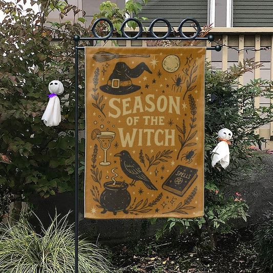 Season of the Witch Garden Flag: Spooky Halloween Yard Decor