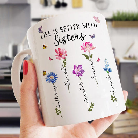 Personalized Sisters Bottle Lamp, Sister Gifts, Birthday Gifts For Sister, Mothers Day Gifts For Sister, Custom Birth Month Flowers