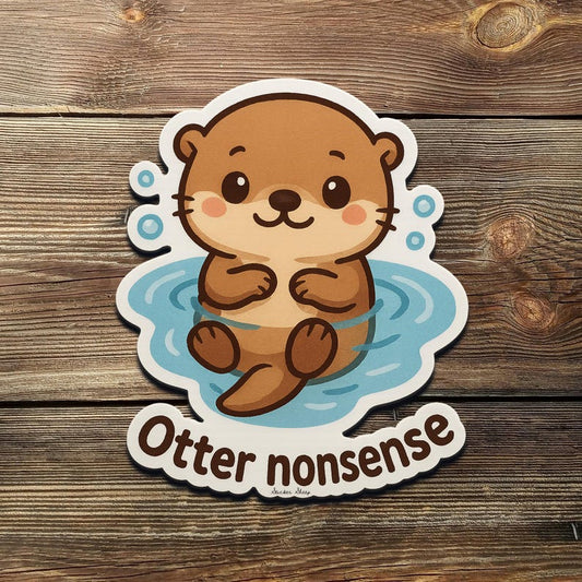 Otter Nonsense Sticker: Funny Sea Life Pun, Waterproof Vinyl Decal