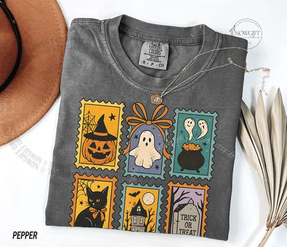 Halloween Cute Ghost Pumpkin Cat Shirt, Cute Ghost Shirt, Retro Ghost Tee, Women's Halloween Shirt, Fall Spooky Cat shirt, Comfort Colors®