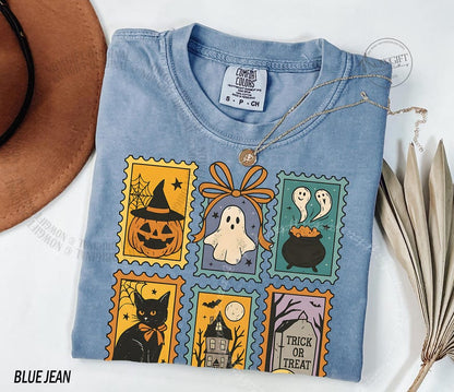 Halloween Cute Ghost Pumpkin Cat Shirt, Cute Ghost Shirt, Retro Ghost Tee, Women's Halloween Shirt, Fall Spooky Cat shirt, Comfort Colors®