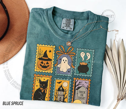 Halloween Cute Ghost Pumpkin Cat Shirt, Cute Ghost Shirt, Retro Ghost Tee, Women's Halloween Shirt, Fall Spooky Cat shirt, Comfort Colors®